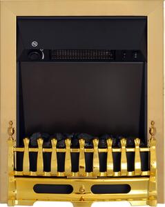 Elektrický krb Moonbite, stojací model, zlatá barva, rozměry 48,2 × 18,5 × 59,2 cm, výkon 1000/2000 W, vhodný pro místnosti do 30 m², ochrana proti přehřátí, materiál: kov, barva: zlatá