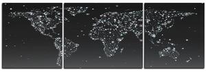 Obraz na plátně - Zářící mapa světa - panoráma 5213QC (150x50 cm)
