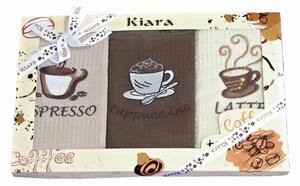 Forbyt Bavlněné utěrky Dárkové balení Espresso Cappucino Latte sada 3 ks 50 x 70 cm