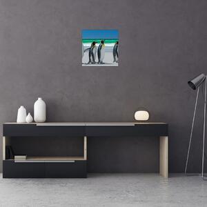 Obraz - Skupina královských Tučňáků (30x30 cm)