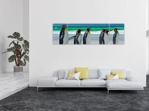 Obraz - Skupina královských Tučňáků (170x50 cm)
