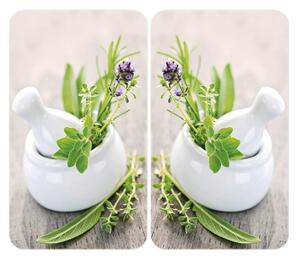 Sada 2 skleněných krytů na sporák Wenko Herbal, 52 x 30 cm