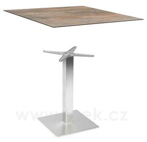 Stern Jídelní stůl Mailand, Stern, čtvercový 80x80x74 cm, rám broušený hliník vzhled nerezové oceli, deska teak