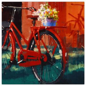 Obraz červeného kola, akrylová malba (30x30 cm)