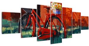 Obraz červeného kola, akrylová malba (210x100 cm)