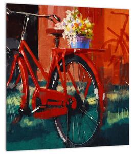 Obraz červeného kola, akrylová malba (30x30 cm)