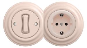 Kliklap - Retro zásuvka domovní bez rámečku SCHUKO 230V/16A starorůžová