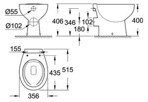 GROHE 39430000 - Stojící WC BAU CERAMIC 515 x 356 x 406 mm keramika/bílá