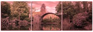 Obraz na plátně - Most v parku v Kromlau - panoráma 5246VB (150x50 cm)