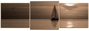 Obraz na plátně - Loď při západu slunce - panoráma 5247FD (150x50 cm)