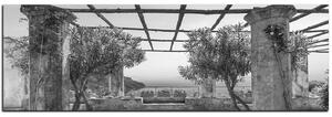 Obraz na plátně - Starověká zahrada na mořském pobřeží - panoráma 5249QA (105x35 cm)