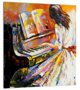 Obraz - Žena hrající na piáno (30x30 cm)