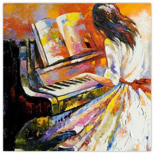 Obraz - Žena hrající na piáno (30x30 cm)