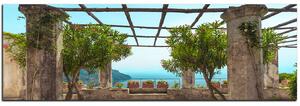 Obraz na plátně - Starověká zahrada na mořském pobřeží - panoráma 5249A (105x35 cm)