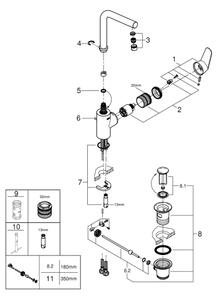 GROHE 23054003 - Umyvadlová baterie EURODISC COSMOPOLITAN velikost L chrom