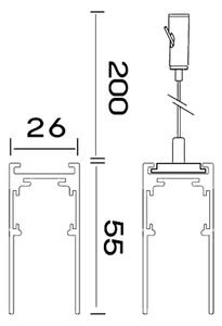 Mantra 9300 Magneto 48V, bílá přisazená kolejnice pro magnetický systém, 200cm, vysoká