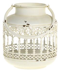 Krémová antik kovová lucerna Fleur-de-pot - Ø14*16 cm - Chic Antique