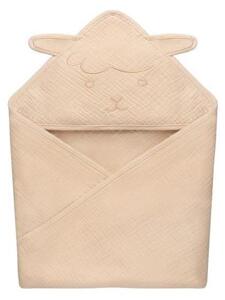 Lionelo - Dětská osuška s kapucí MUSLIN HOODED TOWEL Beige Sand