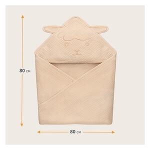 Lionelo - Dětská osuška s kapucí MUSLIN HOODED TOWEL Beige Sand