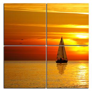 Obraz na plátně - Loď při západu slunce - čtverec 3247E (60x60 cm)