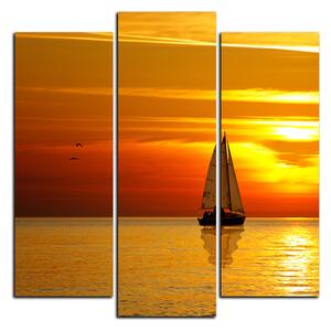Obraz na plátně - Loď při západu slunce - čtverec 3247C (75x75 cm)