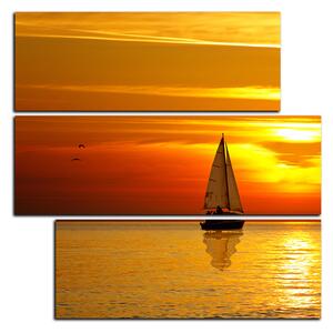 Obraz na plátně - Loď při západu slunce - čtverec 3247D (75x75 cm)