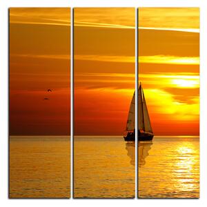 Obraz na plátně - Loď při západu slunce - čtverec 3247B (75x75 cm)