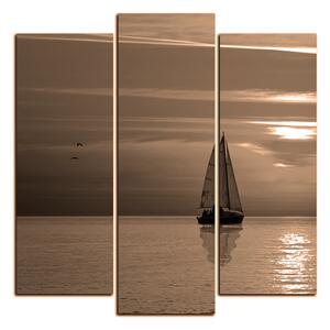 Obraz na plátně - Loď při západu slunce - čtverec 3247FC (75x75 cm)