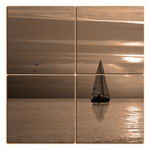 Obraz na plátně - Loď při západu slunce - čtverec 3247FE (60x60 cm)