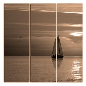 Obraz na plátně - Loď při západu slunce - čtverec 3247FB (75x75 cm)