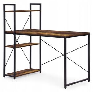 Loftový počítačový stůl STL24BR s regálem a policemi, 120 × 60 cm