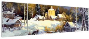 Obraz - Zimní městečko (170x50 cm)