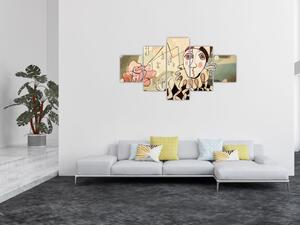 Obraz - Kubismus - harlequin and rose (125x70 cm)