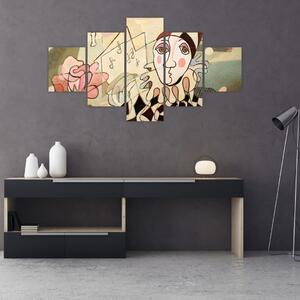 Obraz - Kubismus - harlequin and rose (125x70 cm)