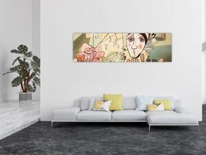 Obraz - Kubismus - harlequin and rose (170x50 cm)