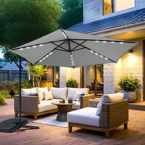 Velký polohovatelný slunečník AVENBERG SUNNY LED 300, průměr 3M, šedá