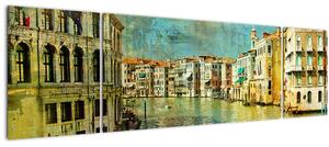 Obraz - Benátský kanál a gondoly (170x50 cm)
