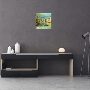 Obraz - Benátský kanál a gondoly (30x30 cm)