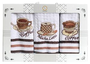KUCHYŇSKÉ UTĚRKY CUP OF COFFEE SADA 3 KS 35X50 CM VZOROVANÉ