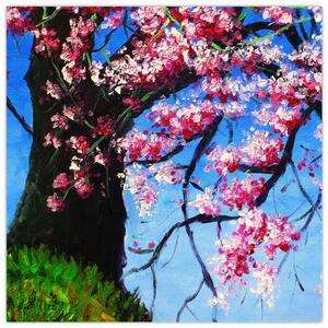 Obraz malované rozkvetlé třešně (30x30 cm)