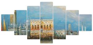 Obraz - Gondola projíždějící Benátkami, olejomalba (210x100 cm)