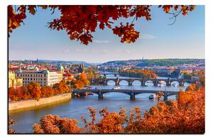 Obraz na plátně - Řeka Vltava a Karlův most 1257A (90x60 cm )