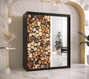 Šatní skříň Abi Drewno 2 Barva korpusu: Černá, Rozměry: 120 cm, Dveře: Drewno - dřevo + zrcadlo