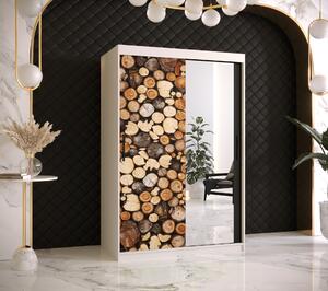 Šatní skříň Abi Drewno 2 Barva korpusu: Bílá, Rozměry: 100 cm, Dveře: Drewno - dřevo + zrcadlo