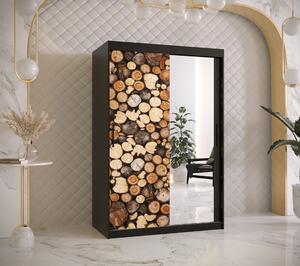 Šatní skříň Abi Drewno 2 Barva korpusu: Černá, Rozměry: 100 cm, Dveře: Drewno - dřevo + zrcadlo