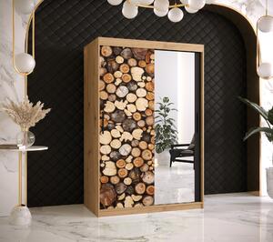 Šatní skříň Abi Drewno 2 Barva korpusu: Černá, Rozměry: 120 cm, Dveře: Drewno - dřevo + zrcadlo