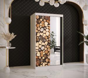 Šatní skříň Abi Drewno 2 Barva korpusu: Bílá, Rozměry: 180 cm, Dveře: Drewno - dřevo + zrcadlo