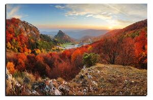 Obraz na plátně - Podzimní krajina při západu slunce, Slovensko, Vrsatec 1260A (120x80 cm)