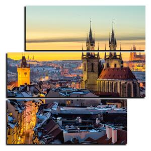 Obraz na plátně - Panoramatický pohled na starú Prahu - čtverec 3256D (75x75 cm)