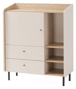 Komoda Wodi 95 cm se zásuvkami - béžová Pískový / dub olejowany